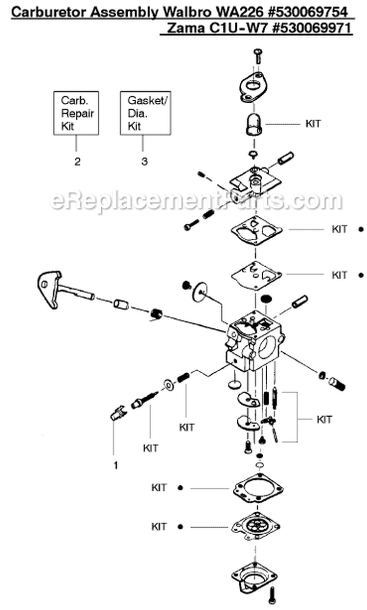 Page A Diagram and Parts List for XT600 Type 5 Weed Eater Trimmer